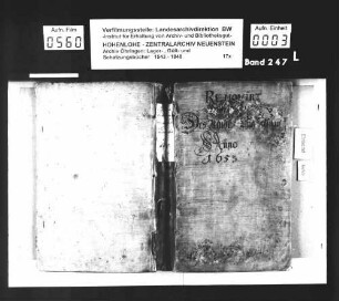Lager- und Gültbuch über das Amt Künzelsau, renoviert durch Johann Georg Röser, Amtskeller zu Künzelsau.