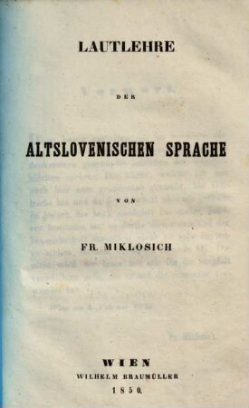 Lautlehre der altslovenischen Sprache
