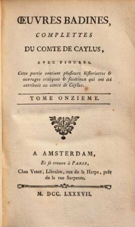 Œuvresbadines, Complettes Du Comte Caylus : Avec Figures. 11