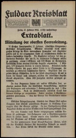 Zweite Ausgabe vom Mittwoch, den 17. Februar 1915.