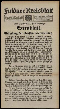 Zweite Ausgabe vom Mittwoch, den 17. Februar 1915.