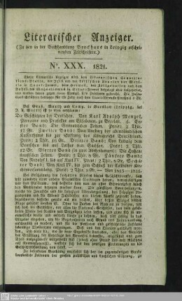 Literarischer Anzeiger No. XXX. 1821