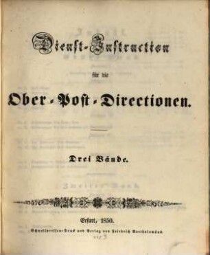 Dienst-Instruction für die Ober-Post-Directionen, 1. Abschnitt I - V