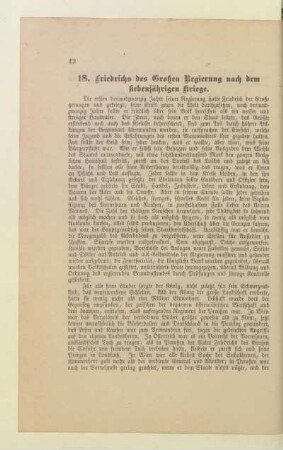 18. Friedrichs des Großen Regierung nach dem siebenjährigen Kriege