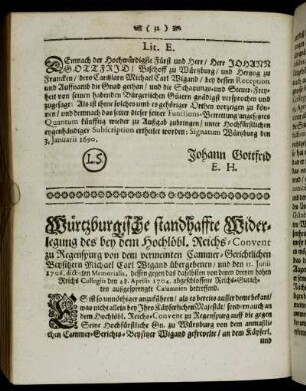 Würtzburgische standhaffte Widerlegung[...]