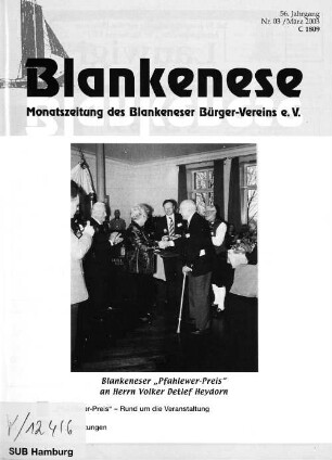 Blankeneser "Pfahlewer-Preis" an Herrn Volker Detlef Heydorn