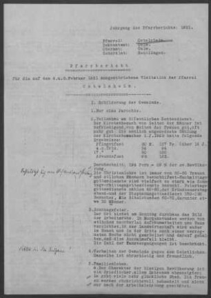 Ostelsheim: Pfarrbericht 1931