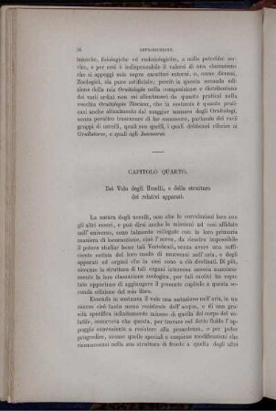 Capitolo Quarto. Del Volo degli Uccelli, e della struttura dei relativi apparati.