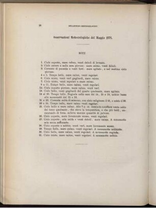 Osservazioni Meteorologiche del Maggio 1878.