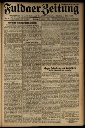 Erste Ausgabe vom Freitag, den 23. Januar 1931.