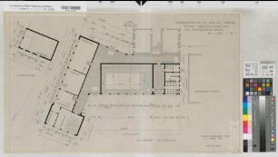 Rüthen (Rüthen) Staatliches Aufbaugymnasium Lehrschwimmbecken und physikalische Räume Grundriß Erdgeschoß 1960 1 : 100 50 x 83 Staatshochbauamt Soest