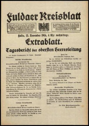 Ausgabe vom Mittwoch, den 15. November 1916.