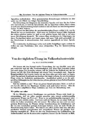 Von der täglichen Übung im Volksschulunterricht