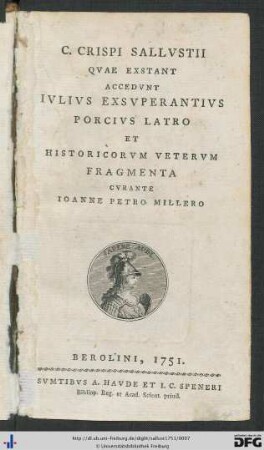 C. Crispi Sallvstii Qvae exstant
