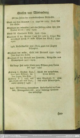 Grafen von Wirtemberg