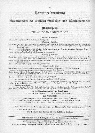 Hauptversammlung des Gesamtvereins der deutschen Geschichts- und Altertumsvereine