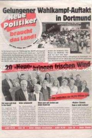 Wahlzeitung der MLPD/Offene Liste Dortmund zur Landtagswahl in Nordrhein-Westfalen