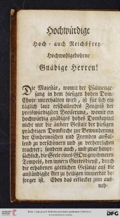 Hochwürdige Hoch- auch Reichsfrey-Hochwohlgebohrne Gnädige Herren!