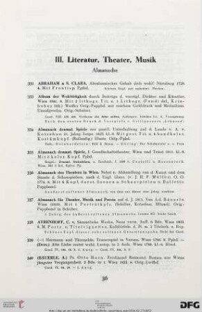 III. Literatur, Theater, Musik (Nr. 332-471)