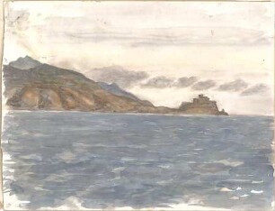 Wach, Hugo; New York (USA); Azoren; Gaeta (Italien); Portugal; Sardinien; Queenstown; Reisezeichnungen - Vorgebirge Gaeta (Ansicht)