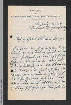 Brief von Käthe Windscheid an Helene Lange