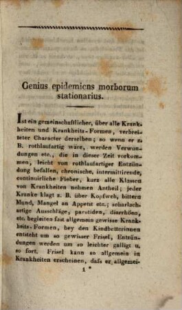 Ueber den Genius epidemicus morborum stationarius