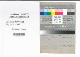 Entnazifizierung Maria Zimmer , geb. 29.07.1904 (Kindergaertnerin)