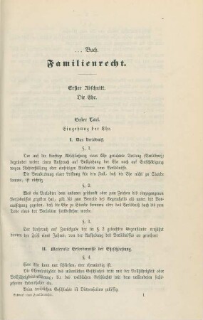 Erster Titel. Die Eingehung der Ehe