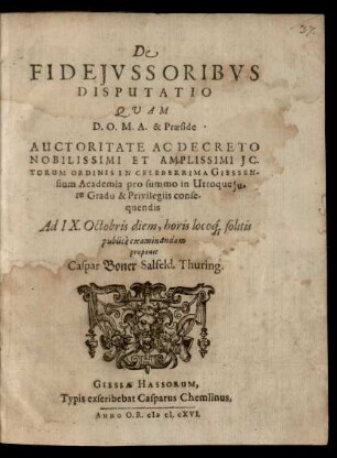 De Fideiussoribus Disputatio
