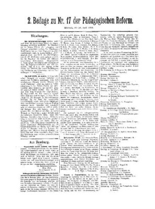 Mitteilungen : 2. Beilage zu Nr. 17 der Pädagogischen Reform