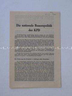 Propagandaschrift für die Agrarpolitik der KPD