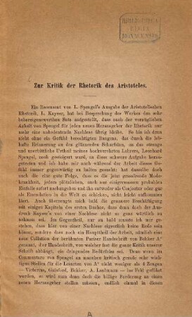 Zur Kritik der Rhetorik des Aristoteles