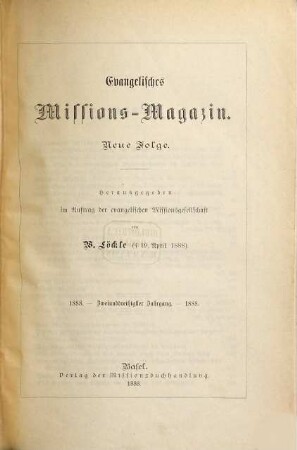 Evangelisches Missions-Magazin. 32. 1888
