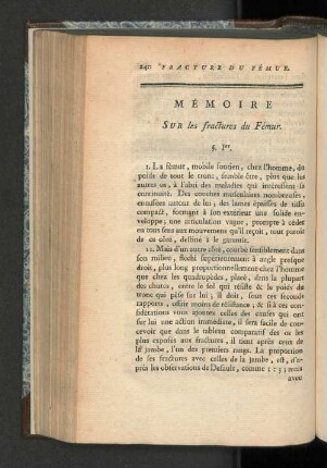 Mémoire sur les fractures du Fémur.