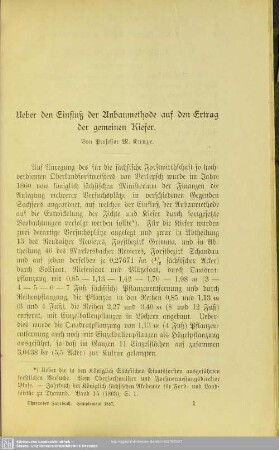 Ueber den Einfluß der Anbaumethode auf den Ertrag der gemeinen Kiefer