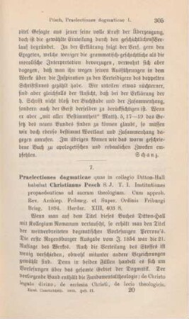 305-310 [Rezension] Pesch, Christian, Praelectiones dogmaticae