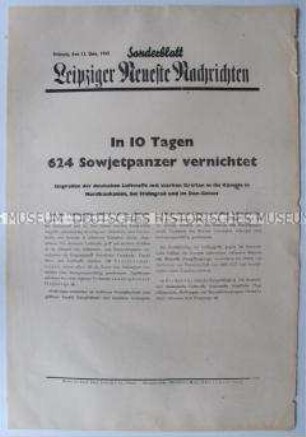 Sonderblatt der "Leipziger Neuesten Nachrichten" u.a. die Vernichtung sowjetischer Panzer