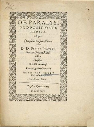 De Paralysi Propositiones Medicae