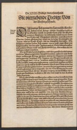 Die viertzehende Predigt/ Von der Weisen geschencke.
