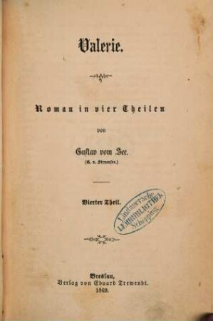 Valerie : Roman in vier Theilen, 4. Theil