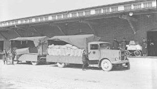 Ulm Gbf. MAN Reichsbahn-LKW Getreidesäcke Proviantämter Ladearbeiter Kraftwagenfahrer