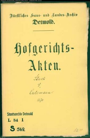 Stucke, Henrich gegen Henrich Culemann - Schuldforderung