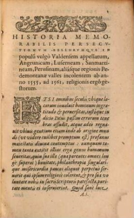 Memorabilis Historia persecutionum, Bellorumque in populum vulgo Valdensem ...