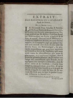 Extrait des registres de l'Academie Royale des Sciences.