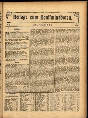 Zweite Ausgabe vom Sonntag, den 15. April 1906.