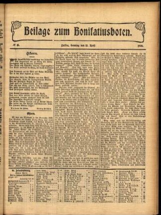 Zweite Ausgabe vom Sonntag, den 15. April 1906.