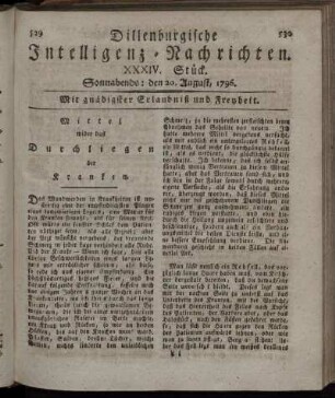 XXXIV. Stück. Sonnabends: den 20. August 1796.