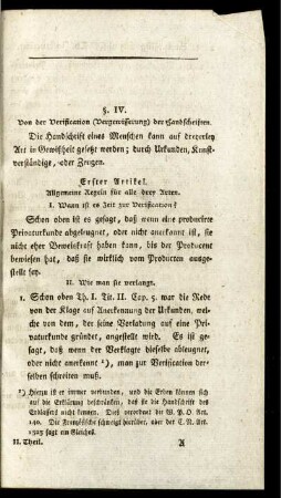 § IV. Von der Verification (Vergewisserung) der Handschriften.