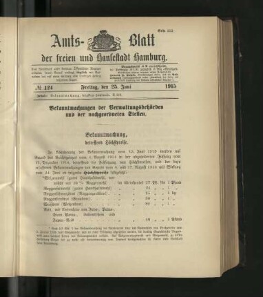 No. 124, 25. Juni 1915