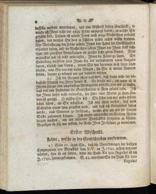 Erster Abschnitt. Fehler, welche in den Sendschreiben vorkommen.